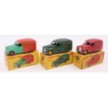 A group of 3 boxed Dinky vans as follows: 470 Austin "Shell" van box missing flap, model has sun