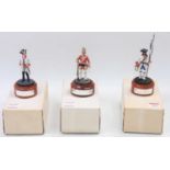 Hussar Military Miniatures White Metal Figure Group, 3 examples in plain card boxes, all raised on