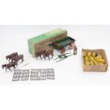A group of Britains farm-related items as follows: A boxed 5F Farm Wagon item does have age-