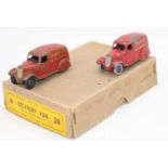Dinky Toys no.28 original Delivery van Trade box containing 2 original pre-war delivery vans, one in