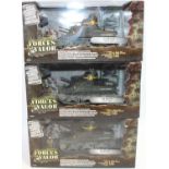 An Amerang Forces of Valor part complete trade box containing three boxed as issued USM3 Lee