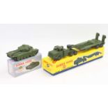 A boxed Dinky Supertoys 660 tank transporter (without windows) together with a boxed 651 Centurion