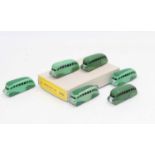 Dinky Toys 29b reproduction Trade box containing 6 "Streamlined" buses, all in two-tone green, 3