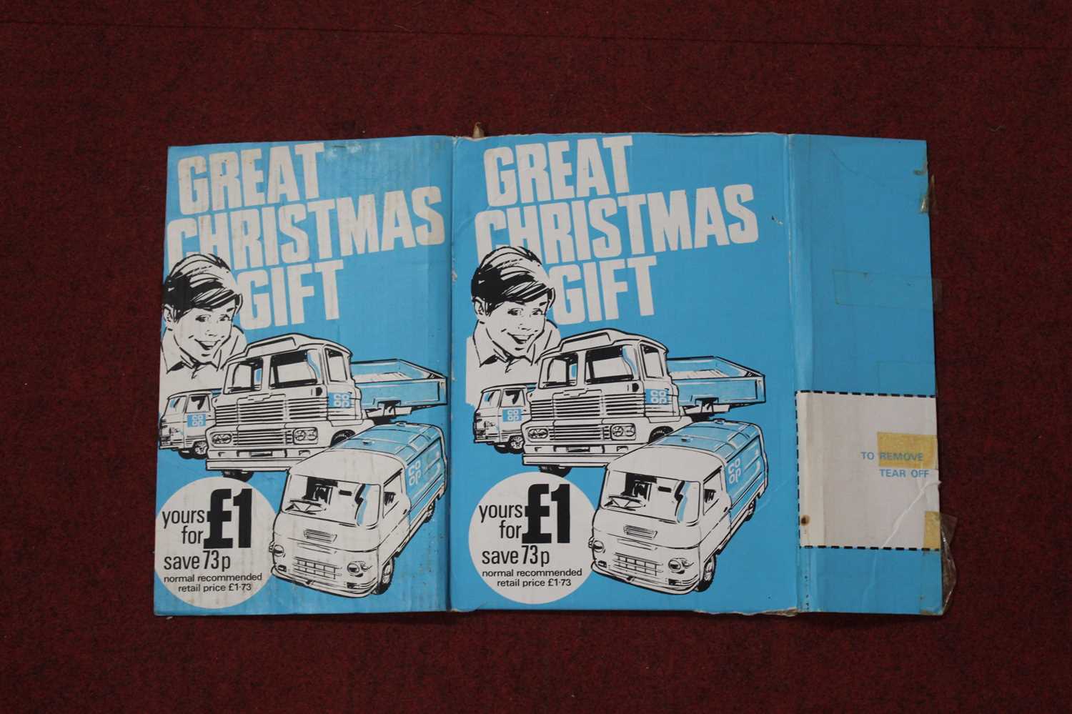 An original 1960s Corgi "Co-Op" Christmas gift set advert card and 3 models, includes Scammell - Image 6 of 6