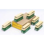 Dinky Toys no.29c original Trade box of 6 Double-deck type 3 buses in green and cream all with age-