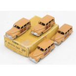 Dinky Toys 27f original Trade box of 4 Plymouth Estate cars, 3 with beige hubs and one with cream