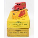 2x Dinky Toys empty original Trade boxes for the Dinky Trojan Delivery Vans No.31a and 31b both in