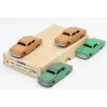 Dinky Toys 139a original Trade box containing 4 Ford "Fordor" Sedan saloon cars, 2 in tan with red