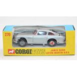 A Corgi Toys 270 James Bond 007 Aston Martin DB5 in rare slim line blue and yellow window box, but