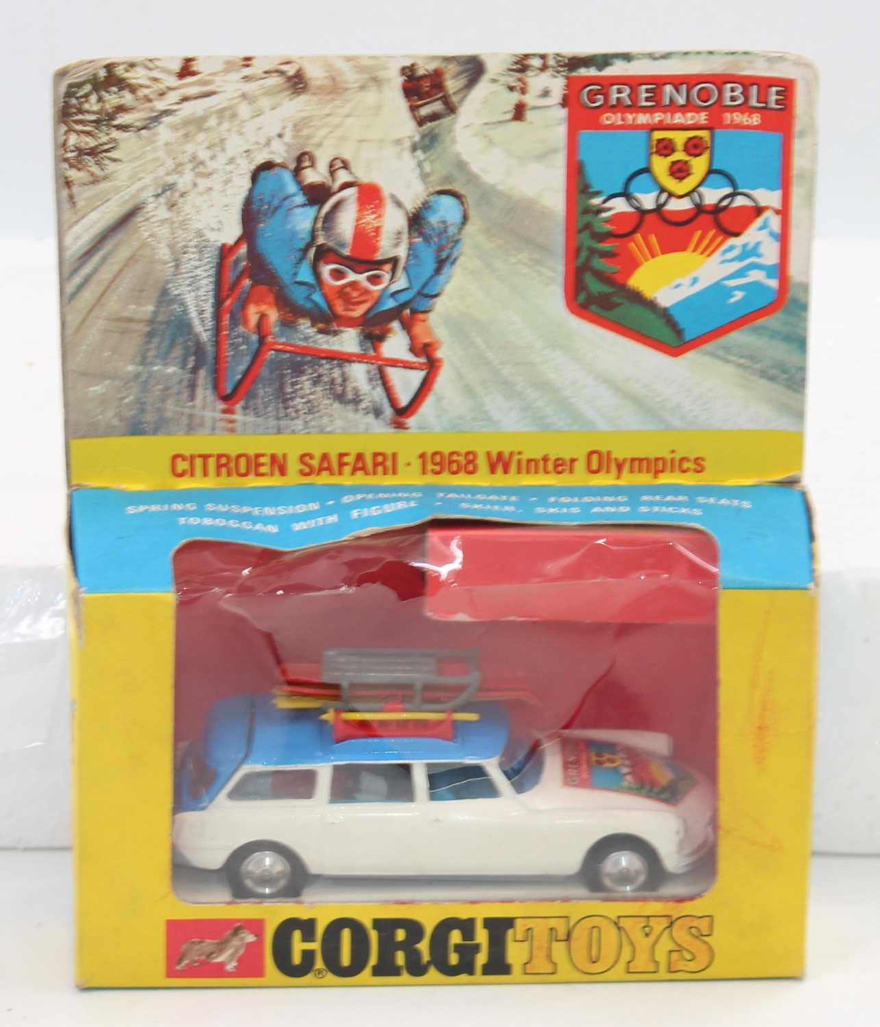 A Corgi Toys Citroen Safari 1968 Winter Olympics, model is near mint with accessories still attached