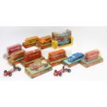 One tray containing 13 Dinky toy models 10 boxed 1 part boxed and 2 unboxed, to include many bus