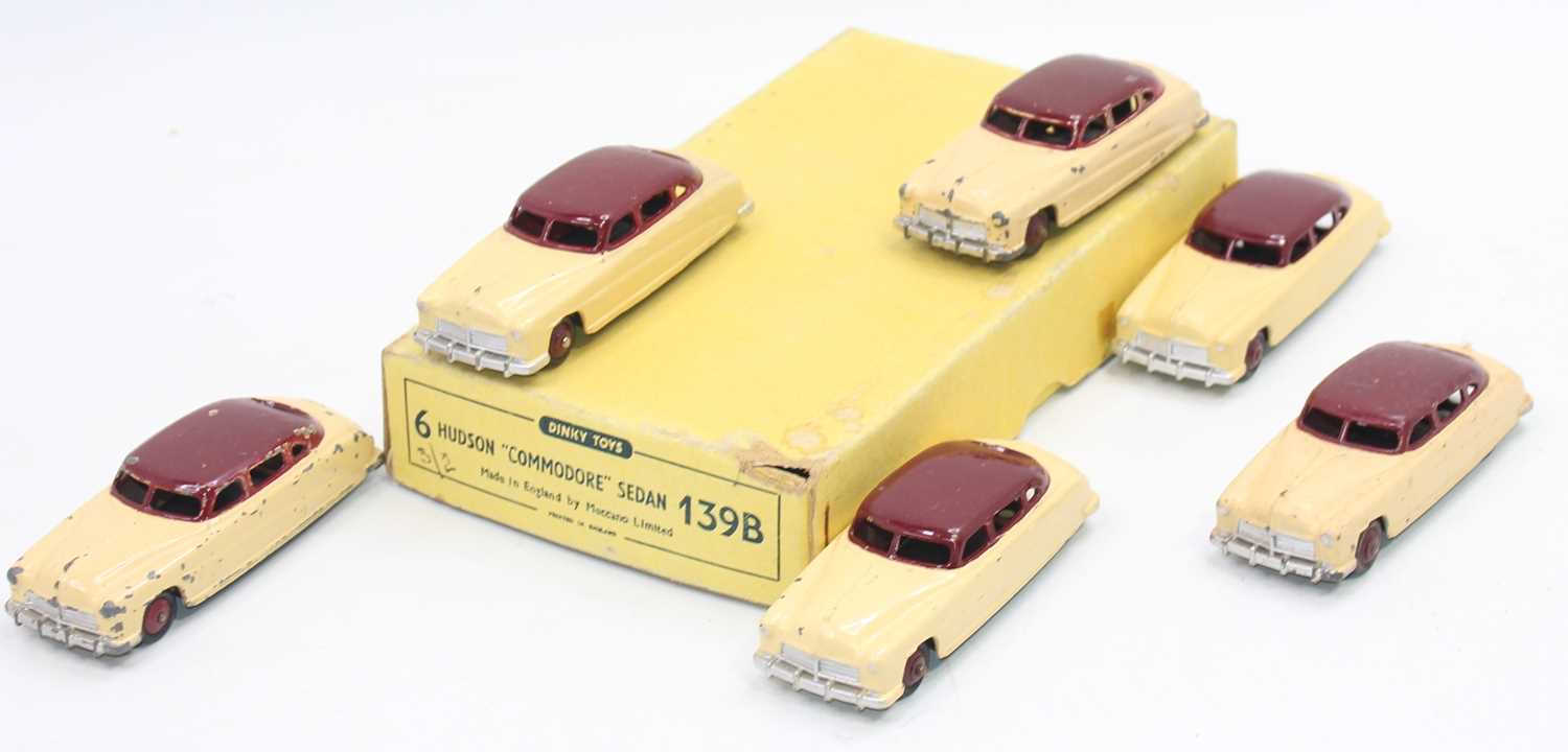 Dinky Toys 139b original Trade box containing 6 Hudson "Commodore" Sedan saloon cars, all in two-