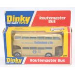 Dinky Toys, boxed 289 Routemaster bus with gold coloured body in "thollembeek & fils" livery.(box