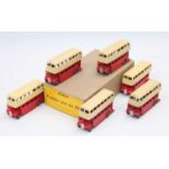 Dinky Toys no.29c original Trade box of 6 Double-deck type 3 buses in red and cream all with age-