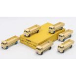 Dinky Toys 25r original Trade box containing 6 "Forward Control" Lorries in cream 3 with blue hubs