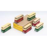 Dinky Toys no.29c original Trade box of 6 Double-deck type 3 buses in red and cream all with age-