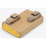 Dinky Toys 40e original Trade box of 2 Standard Vanguard Saloon in fawn with open rear wheel arch (