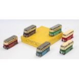 Dinky Toys no.29c Double Decker original pre-war Trade box of 6, type 1 buses in various colours, in