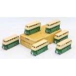Dinky Toys no.29c original Trade box of 6 Double-deck type 3 buses in green and cream all with age-