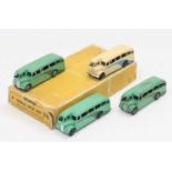 Dinky Toys 29e original Trade box containing 4 "Single deck bus" buses, 3 in two-tone green and 1 in