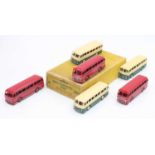 Dinky Toys 29h original Trade box containing 6 Duple Roadmaster coaches, 3 red and 3 in cream and