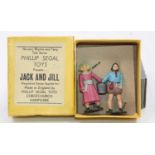 A rare Phillip Segal Toys "Jack and Jill" set, with figures still strapped in its original box.