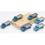 Dinky Toys 30m original Trade box containing 6 Rear tipping wagons, in two-tone blue and grey, two