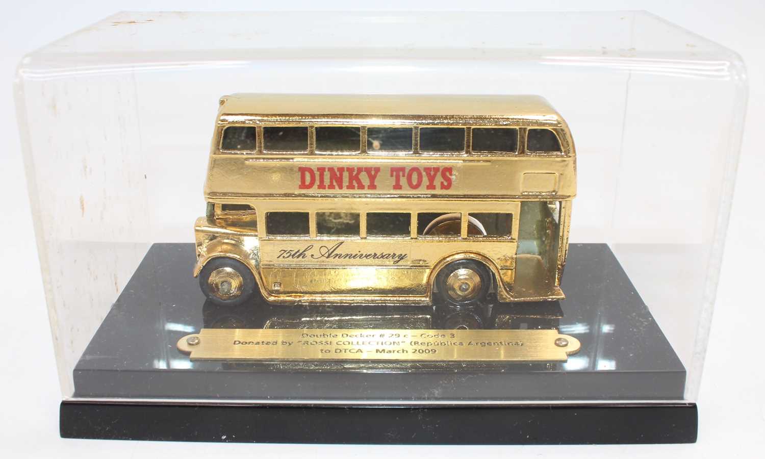 Dinky Toys Special Code 3, of the 29c Double Decker bus in "Dinky Toys" livery, finished in gold - Image 2 of 2