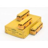 Dinky Toys 29h original Trade box containing 3 Duple Roadmaster coaches in yellow with red stripe