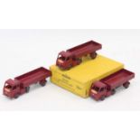 Dinky Toys 30w original trade box containing 3 Electric Articulated lorries in maroon, fitted