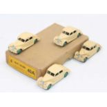 Dinky Toys no.40a original Trade box containing 4 Riley saloons all in cream colour, all with age-