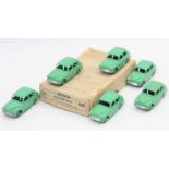Dinky Toys 40f original Trade box of 6 Hillman Minx in green all in superb condition for age.