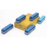 Dinky Toys 29h original Trade box containing 5 Duple Roadmaster coaches in blue (one in a lighter