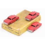 Dinky Toys 139a original Trade box containing 3 ford "Fordor" Sadan saloon cars, all in red with