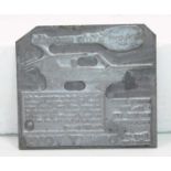 Dinky toys, original cast printing plate for 715 Bristol 173 Helicopter 95 x 84 mm, late 1950's *