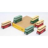 Dinky Toys no.29c original Trade box of 6 Double-deck type 1 buses in green and cream, red and