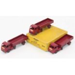 Dinky Toys 30w original trade box containing 3 Electric Articulated lorries in maroon, fitted