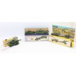 A group of 3 boxed Dinky military models as follows; 615 U.S Jeep with Howitzer with inner plinth