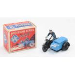 Morestone Series, RAC Patrol Motorcycle and Sidecar, black motorcycle and blue side car, with