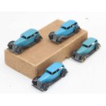 Dinky Toys no.30c original Trade box containing 4 Armstrong Siddeley Limousines in various blue