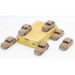 Dinky Toys 40e original Trade box of 6 Standard Vanguard Saloon in fawn with age related-wear, 3