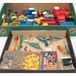 A tray containing a large quantity of mainly loose Britains Farm equipment, in play-worn condition