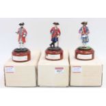 Hussar Military Miniatures White Metal Figure Group, 3 examples in plain card boxes, all raised on