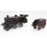 Jep black with red lining c/w 2-4-0 loco with fixed key with 4 wheel tender (VG)