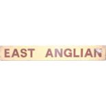 Original wooden coach board "East Anglian" brown/red lettering on a cream background, from the