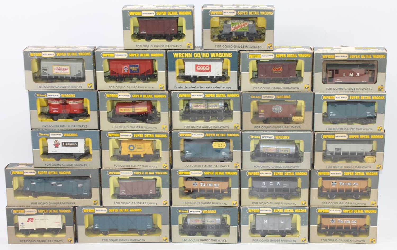 Approx 24 Wrenn goods wagons, all boxed. A wide variety and mix of tanks, box vans, opens etc.