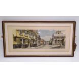 An original framed railway carriage print of Bury St Edmunds, Suffolk, taken from a watercolour by