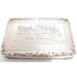 Railway interest: An early Victorian silver-gilt presentation table box, of engine turned