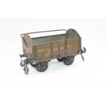 1911 Carette for Bassett-Lowke LB&SCR open wagon with tarpaulin bar, missing tarpaulin, and marks to