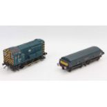 0-6-0 diesel shunter loco 08954 with diesel brake tender, finescale wheels, both BR blue with yellow